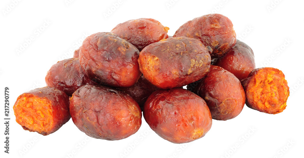 Group of chorizo meatballs isolated on a white background Group of chorizo meatballs isolated on a white background