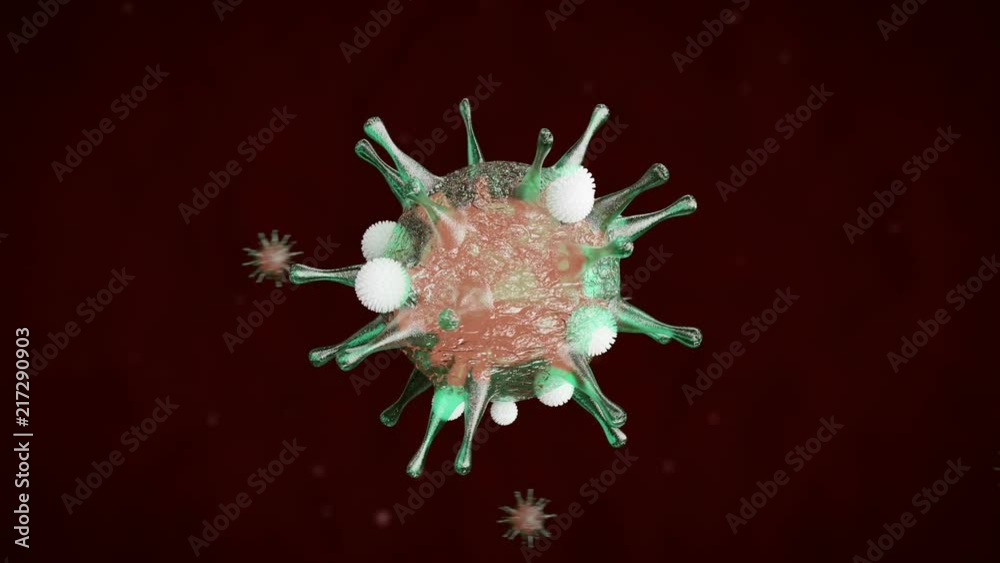 Realistic 3D animation inside the blood vessel. White blood cells ...