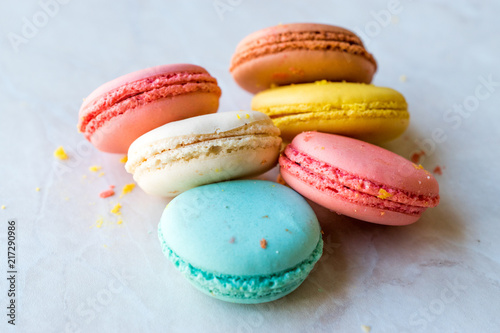 Colorful French or Italian Macarons stack / Macaroon Cakes