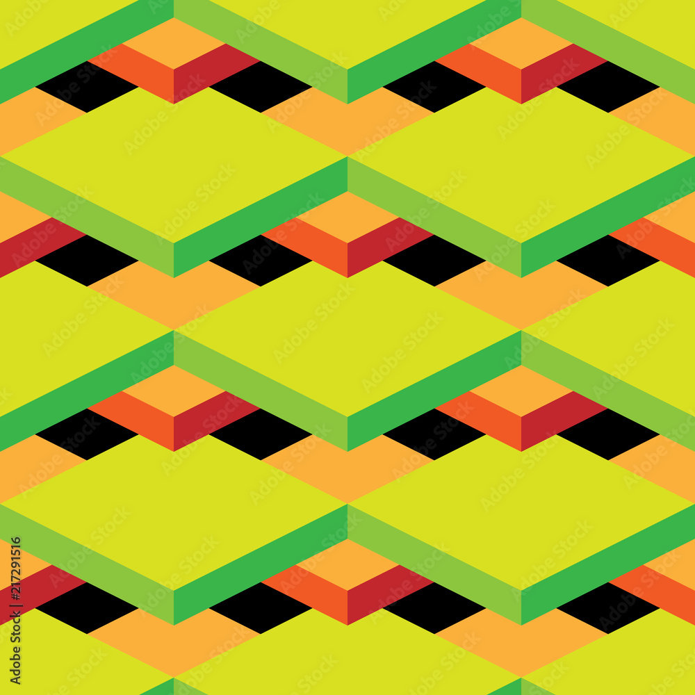 Abstract vector seamless op art pattern. Colorful pop art, graphic ornament. Optical illusion