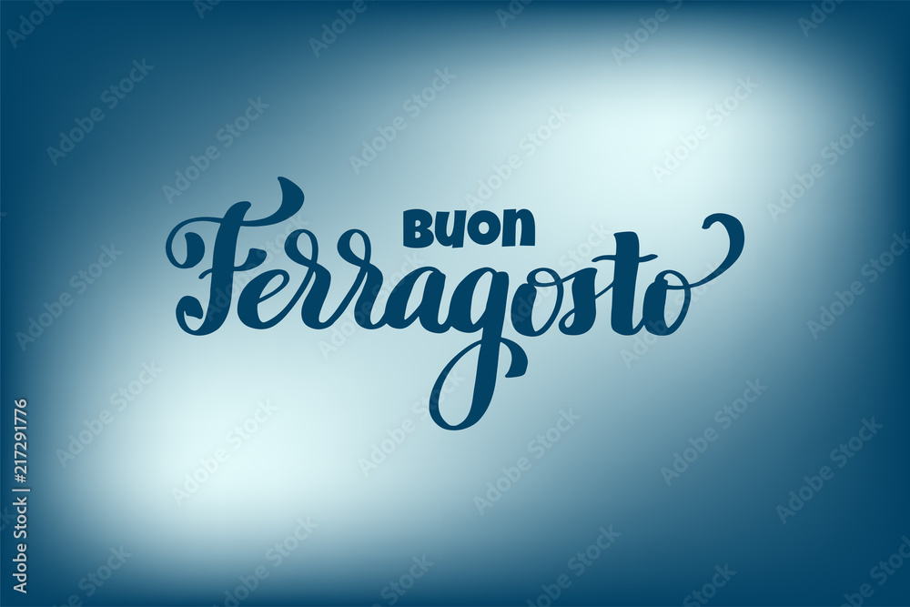 Buon ferragosto italian summer festival hand lettering. Translation Happy ferragosto . For poster, banner, logo, promo, celebration issues. Colourful concept for august holiday in Italy.