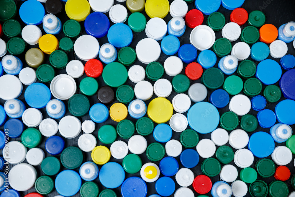 Collection of various colorful plastic screw caps Collection of various colorful plastic screw caps