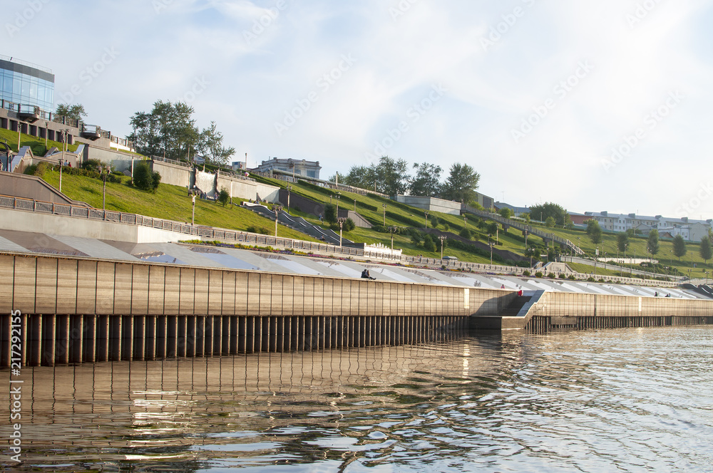 Fototapeta premium Tura River Embankment in Tyumen, Russia.
