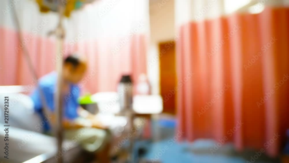 Defocus asian patient rest on bed in hospital. Defocus asian patient rest on bed in hospital.