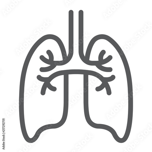 Lungs line icon, anatomy and biology, pulmonology sign, vector graphics, a linear pattern on a white background, eps 10.