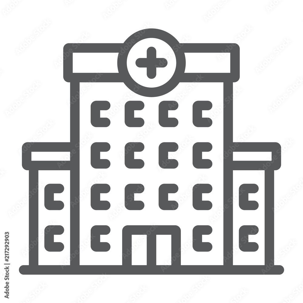 Hospital line icon, architecture and building, medical center sign, vector graphics, a linear pattern on a white background, eps 10. Hospital line icon, architecture and building, medical center sign, vector graphics, a linear pattern on a white background, eps 10.