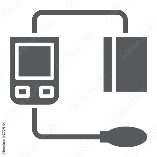 Blood sphygmomanometer glyph icon, medical and equipment, tonometer sign, vector graphics, a solid pattern on a white background, eps 10.