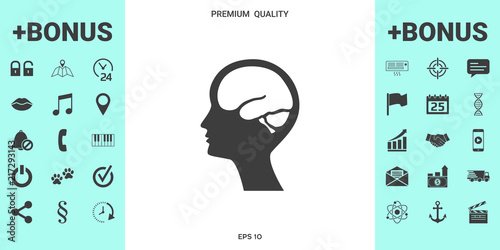 Head with brain symbol icon