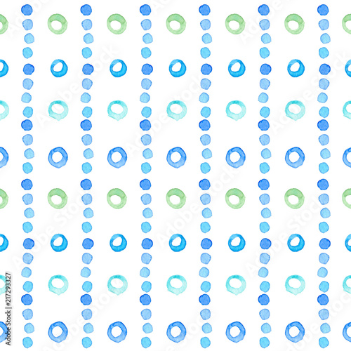 Abstract seamless pattern with watercolor circles of blue, blue, turquoise colors. Can be used for the design of packaging, gift wrapping, for textiles, cards, notebook