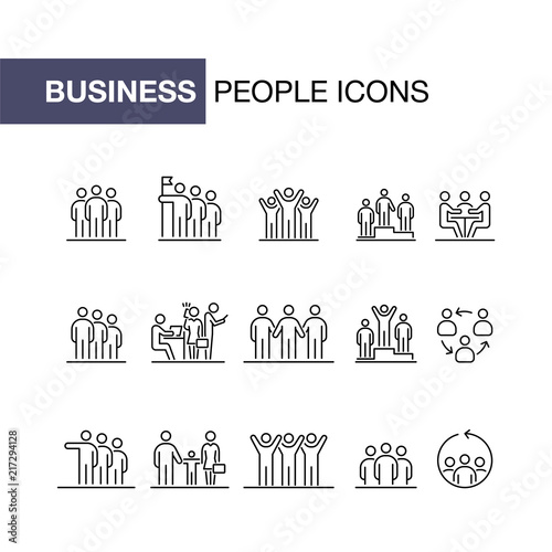 Business people icons set simple line flat illustration