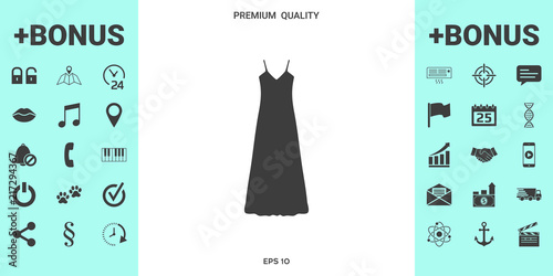 Long Dress, Evening dress, combination or nightie , the silhouette. Menu item in the web design