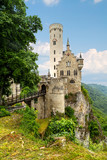 Lichtenstein Castle, a privately owned tourist attraction built in Gothic Revival style and located in the Swabian Jura of southern Germany.