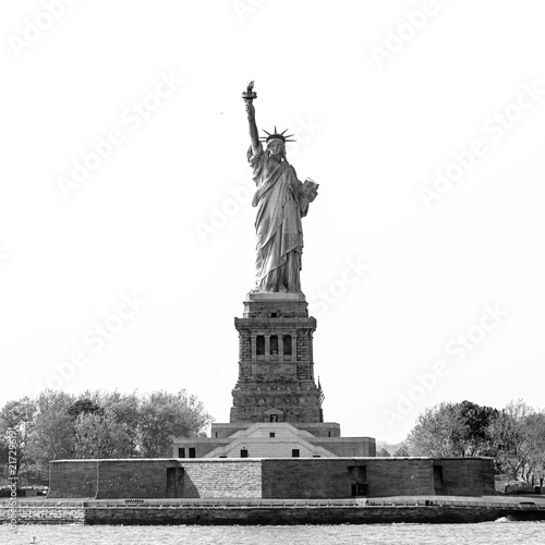 Statue of Liberty, New York City, USA. Black and white image.