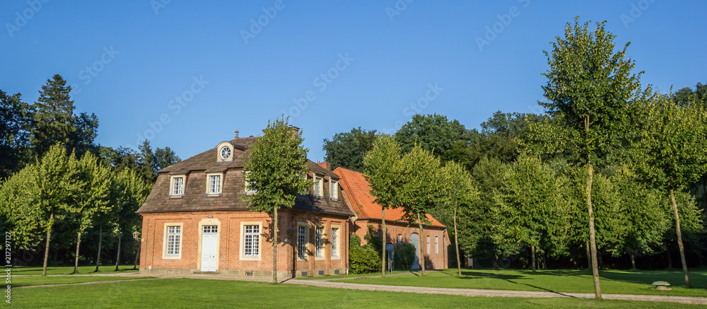 Panorama of the Paderborn building of the Clemenswerth castle in Sogel, Germany