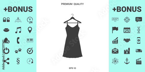 Sundress, Evening dress, combination or nightie on the wardrobe hanger , the silhouette. Menu item in the web design