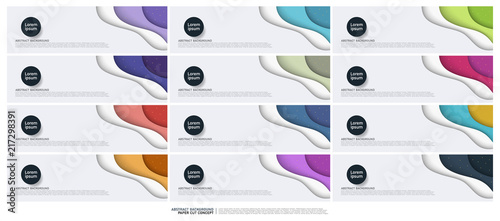 Banner Paper Cut Wave Shapes Curve. Modern Origami Design for Business Presentations, flyers, posters, banner, brochure. vector illustrator