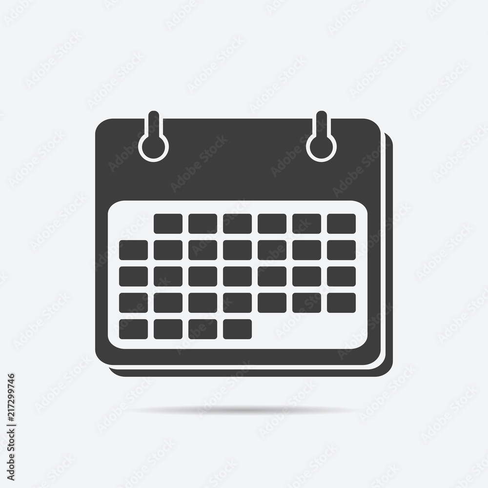 Vector calendar icon in flat style isolated on grey background Vector calendar icon in flat style isolated on grey background