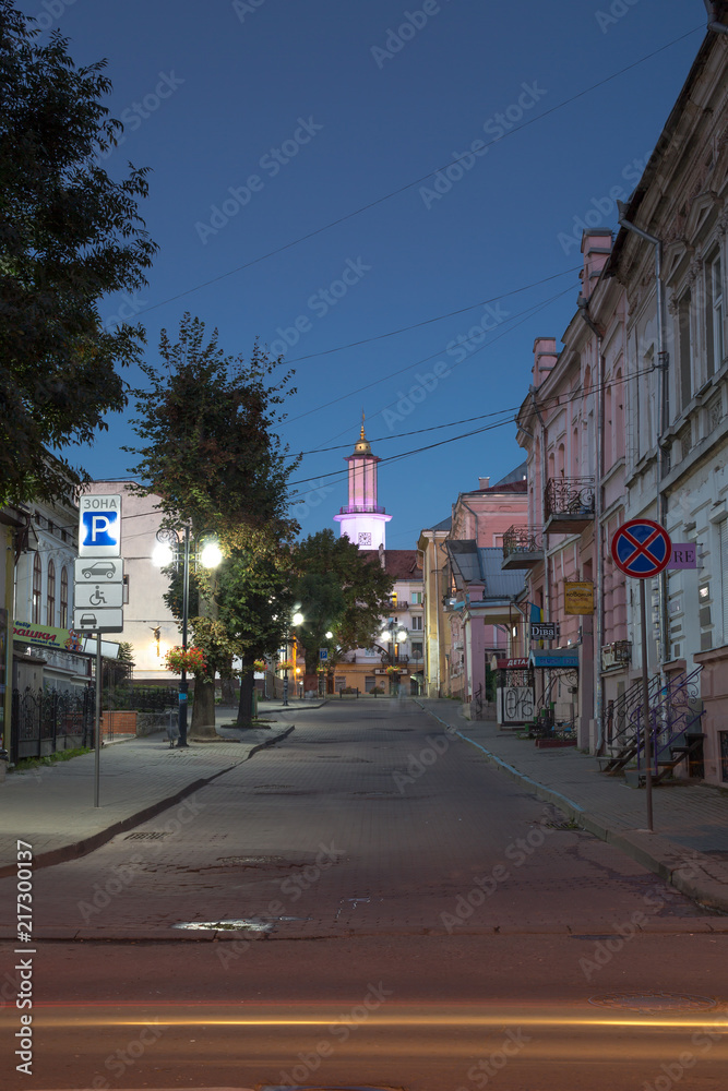 Town Hall from the street view at blue hour Town Hall from the street view at blue hour