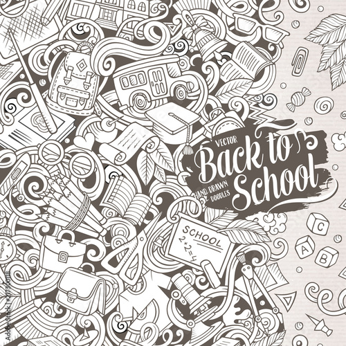 Cartoon vector doodles Back to school frame