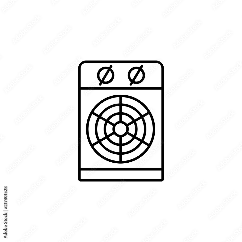 Vector illustration of electic fan heater. Line icon of modern blow heater. Heating equipment for home and office. Vector illustration of electic fan heater. Line icon of modern blow heater. Heating equipment for home and office.