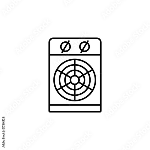 Vector illustration of electic fan heater. Line icon of modern blow heater. Heating equipment for home and office.