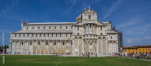 Panorama of the Duomo at the Piazza dei Miracoli in Pisa, Italy