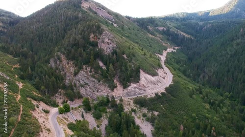 Drone Shot of Canyon Road with cars. photo