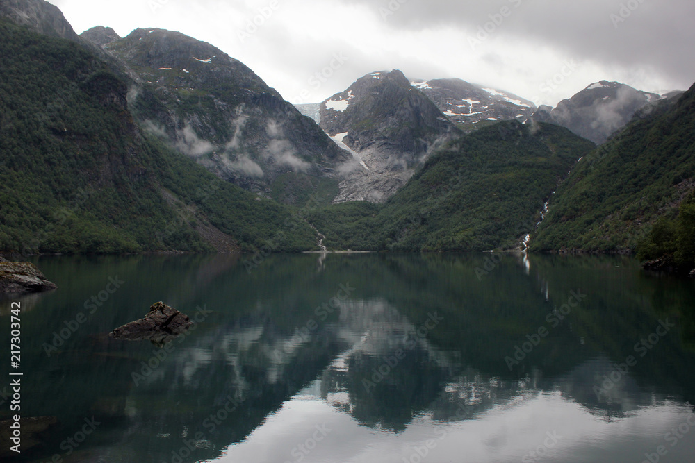 Lake Bondhus in Folgefonna national park, Hordaland county, Norway