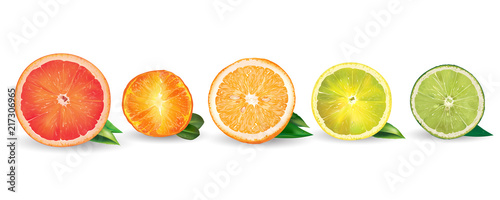 Fototapeta Naklejka Na Ścianę i Meble -  Orange, lemon, citrus, mandarin, grapefruit and lime