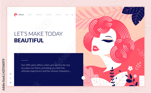 Web page design template for beauty, spa, wellness, natural products, cosmetics, body care, healthy life. Modern flat design vector illustration concept for website and mobile website development. 