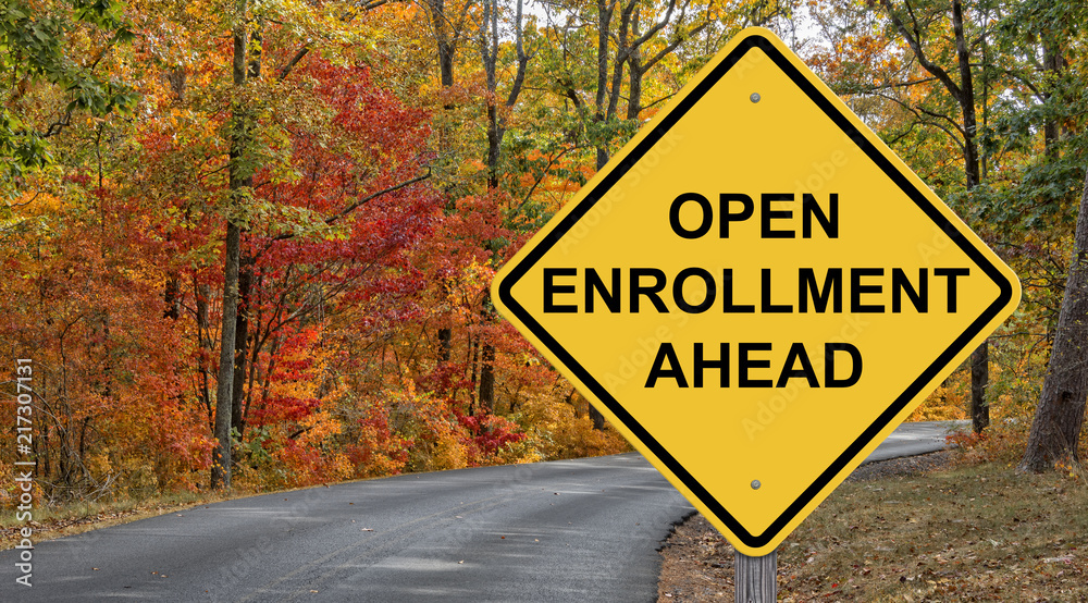 Open Enrollment Ahead Caution Sign - obrazy, fototapety, plakaty 