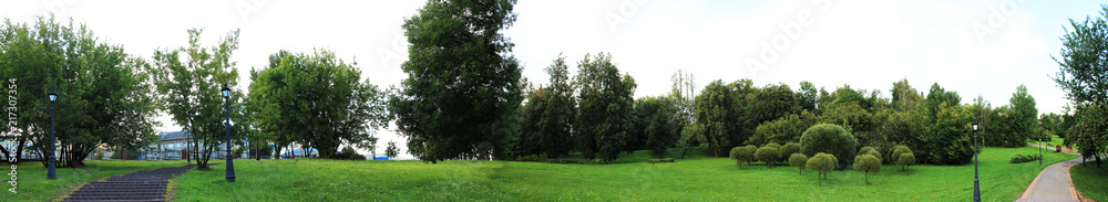 Summer evening view in Loschitsa Minsk from Belarus.  Sunrise in Loshitsa park, Europe