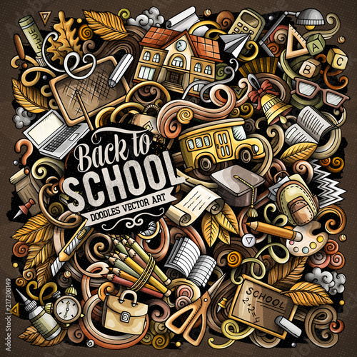 Cartoon vector doodles School illustration