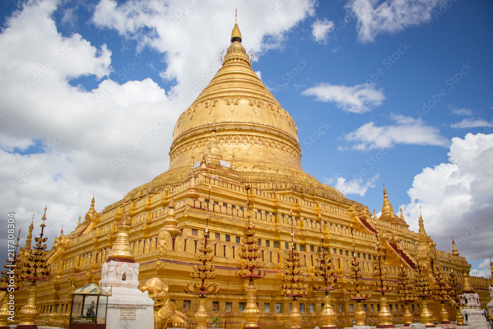 Golden pagoda in Myanmar temple
