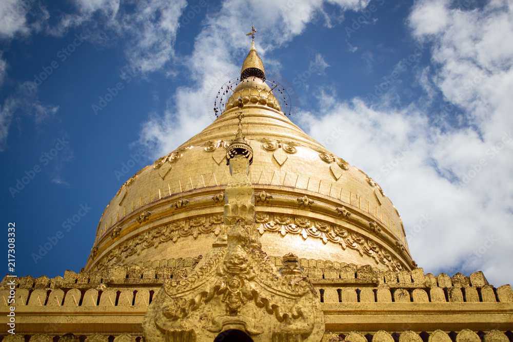The top of golden pagoda  in Myanmar temple