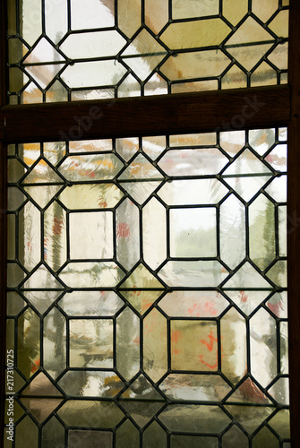 Stained glass window in the old castle
