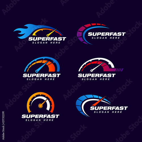 speed logo design template. fast logo design template. speedometer vector icon  photo