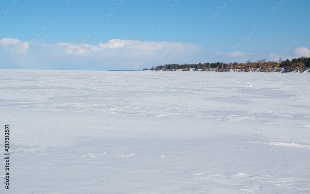 Frozen Rybinsk reservoir