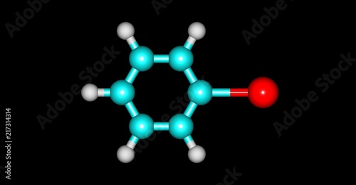 Iodobenzene molecular structure isolated on black