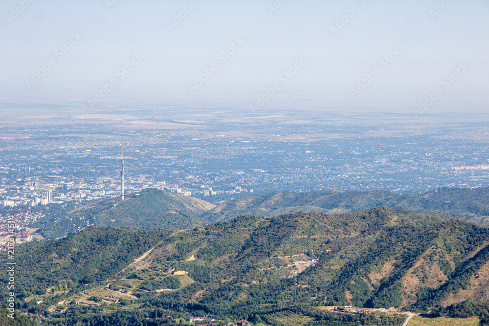 Almaty city view from mountain top