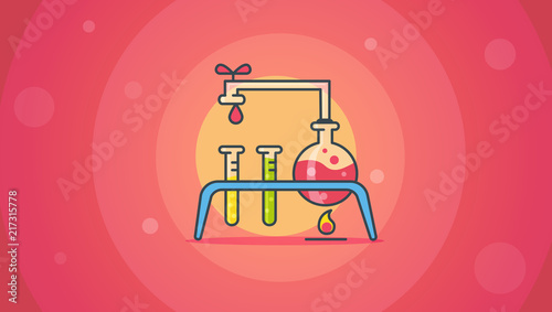 Element of science and technology.Heating experiment.Modern vector illustration for banners, app and posts.