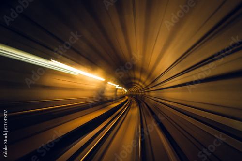Subway tunnel with motion blur