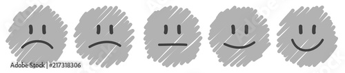 5 Handdrawn Faces Feedback/Mood Grey