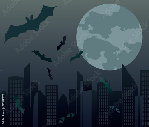 Illustrations for halloween And The big moon.