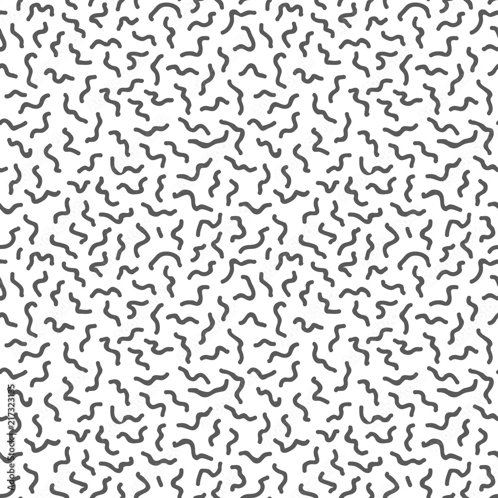 Black and White Doodle Geometric Vector Seamless Pattern.