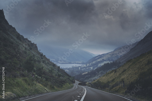 Empty Asphalt Road in Mountains