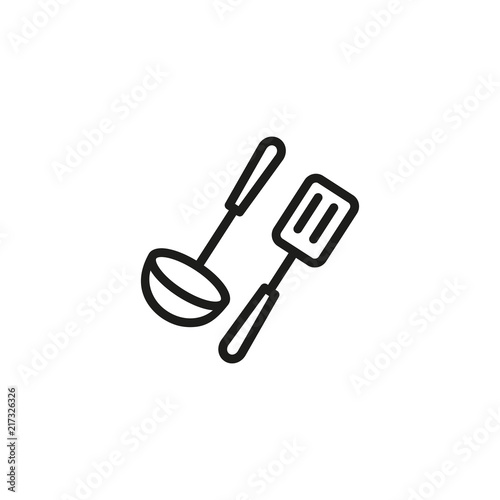 Kitchen utensils line icon. Spatula, ladle, tool. Cooking concept. Vector illustration can be used for topics like kitchenware, preparing food, domestic life