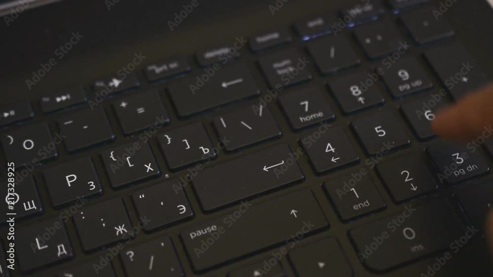 laptop russian keyboard finger typing close up, hd 1080 footage laptop russian keyboard finger typing close up, hd 1080 footage