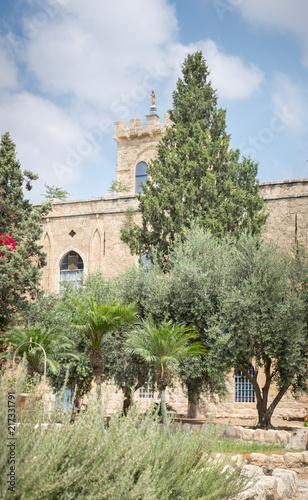 Large panoramic view on Beit Jimal - Catholic monastery near Beit Shemesh, Israel photo