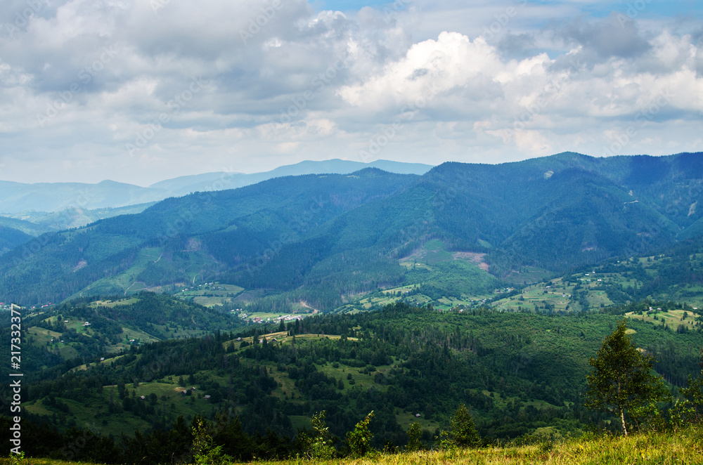 Fototapeta premium The landscape on the Carpathian Mountains in Ukraine